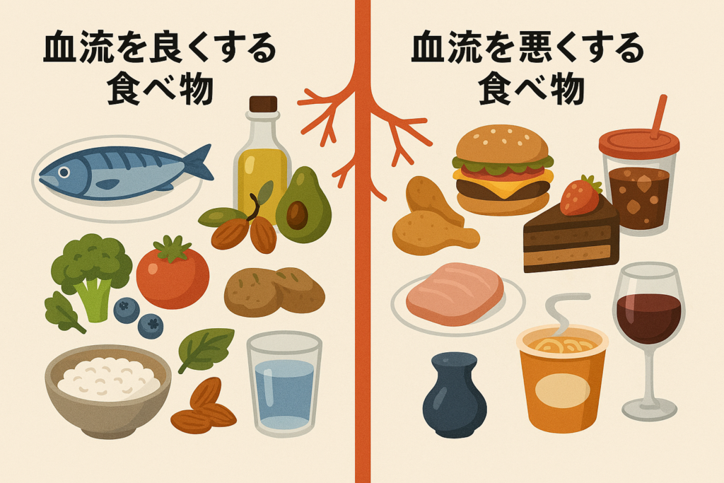 血流を良くする食べ物・悪くする食べ物を徹底比較